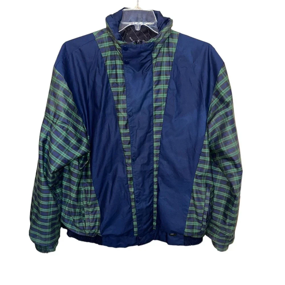 Men's Vintage ProQuip Waterproof Gore-Tex Golf Rain Coat Jacket Plaid Size Large